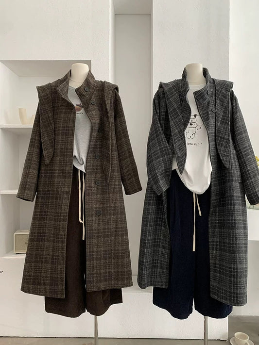H1286 Plaid Long Coat