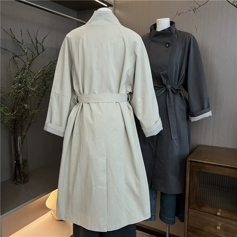 H1215 Women's Waist-cinching Trench Coat