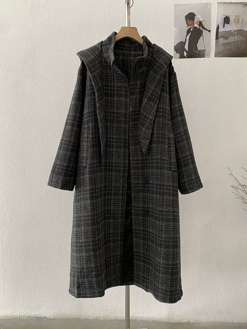 H1286 Plaid Long Coat