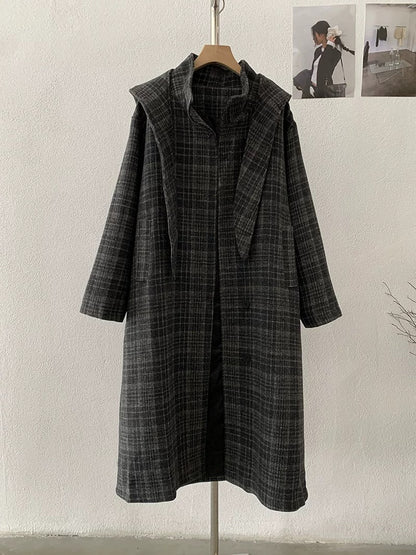 H1286 Plaid Long Coat