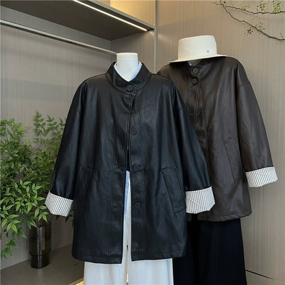H1229 Leather Short Coat