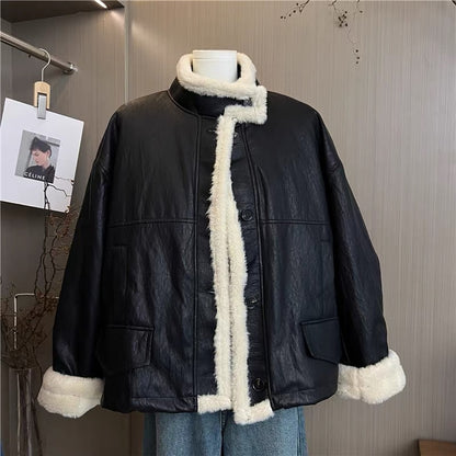 H1232 Leather Plush Coat