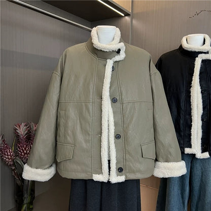 H1232 Leather Plush Coat