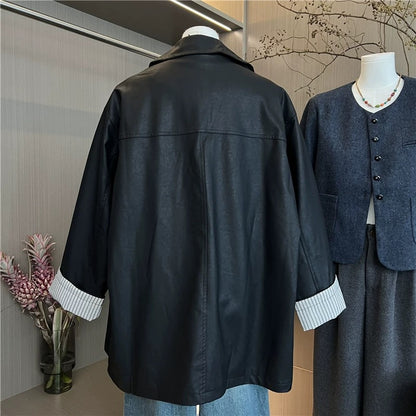 H1235 Leather Trench Coat